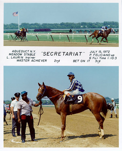 HORSE RACING PHOTO! SECRETARIAT GREAT 8X10 MAIDEN WIN COLLAGE FROM 1972 